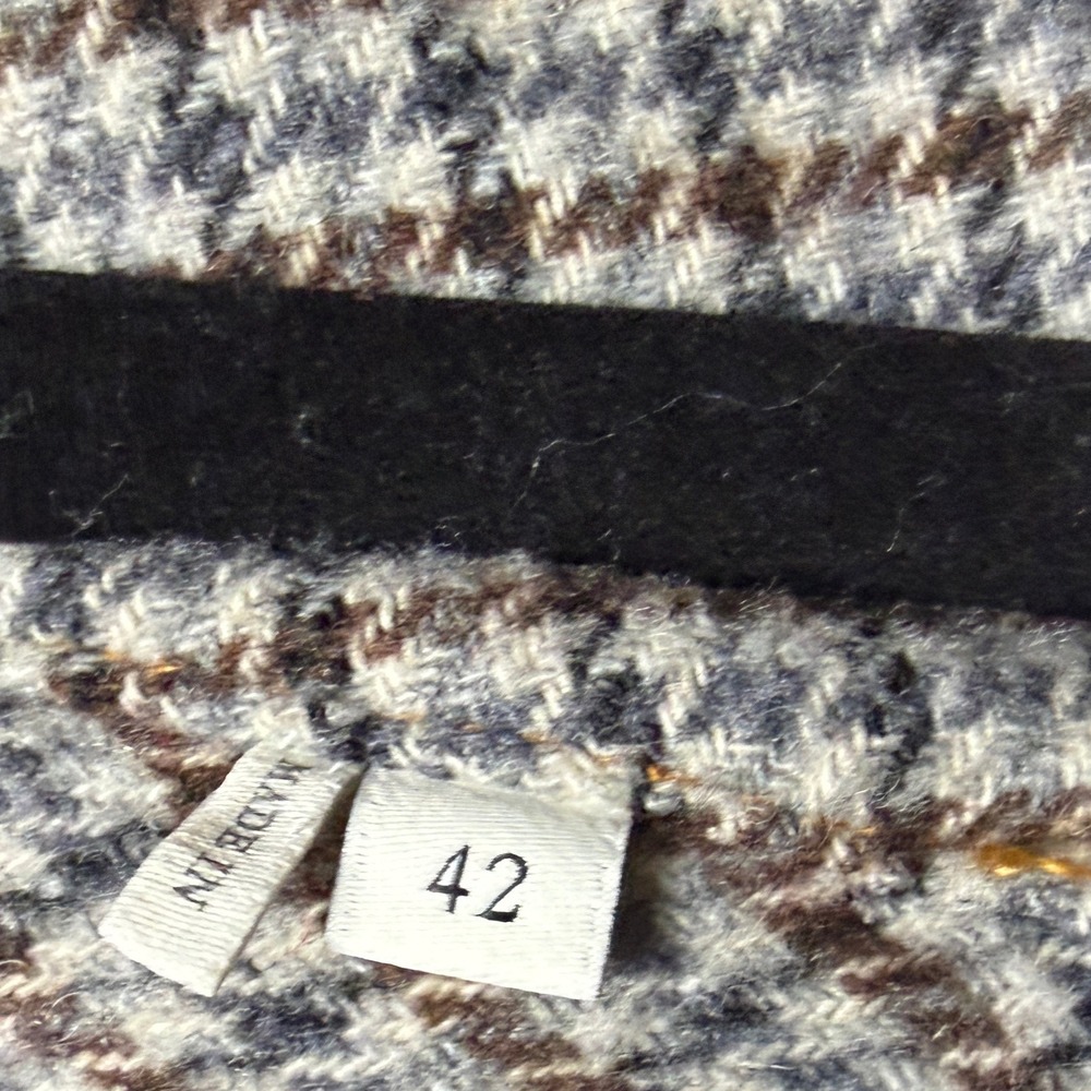 Sandro Jacket Denim Blue Houndstooth Contrast Collar Button Front Sz 42 / 10 US - Picture 12 of 13